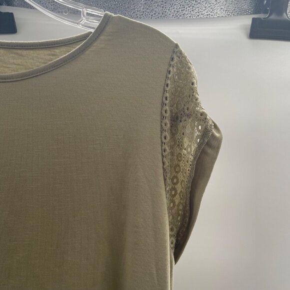 Shein Womens Blouse Short Crochet Sleeve Size Medium Light Green New - Picture 4 of 12